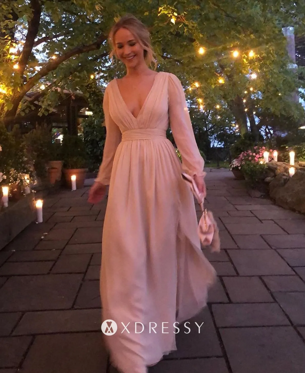 a line nude chiffon low v neck casual celebrity dress a line nude chiffon low v neck casual celebrity dress