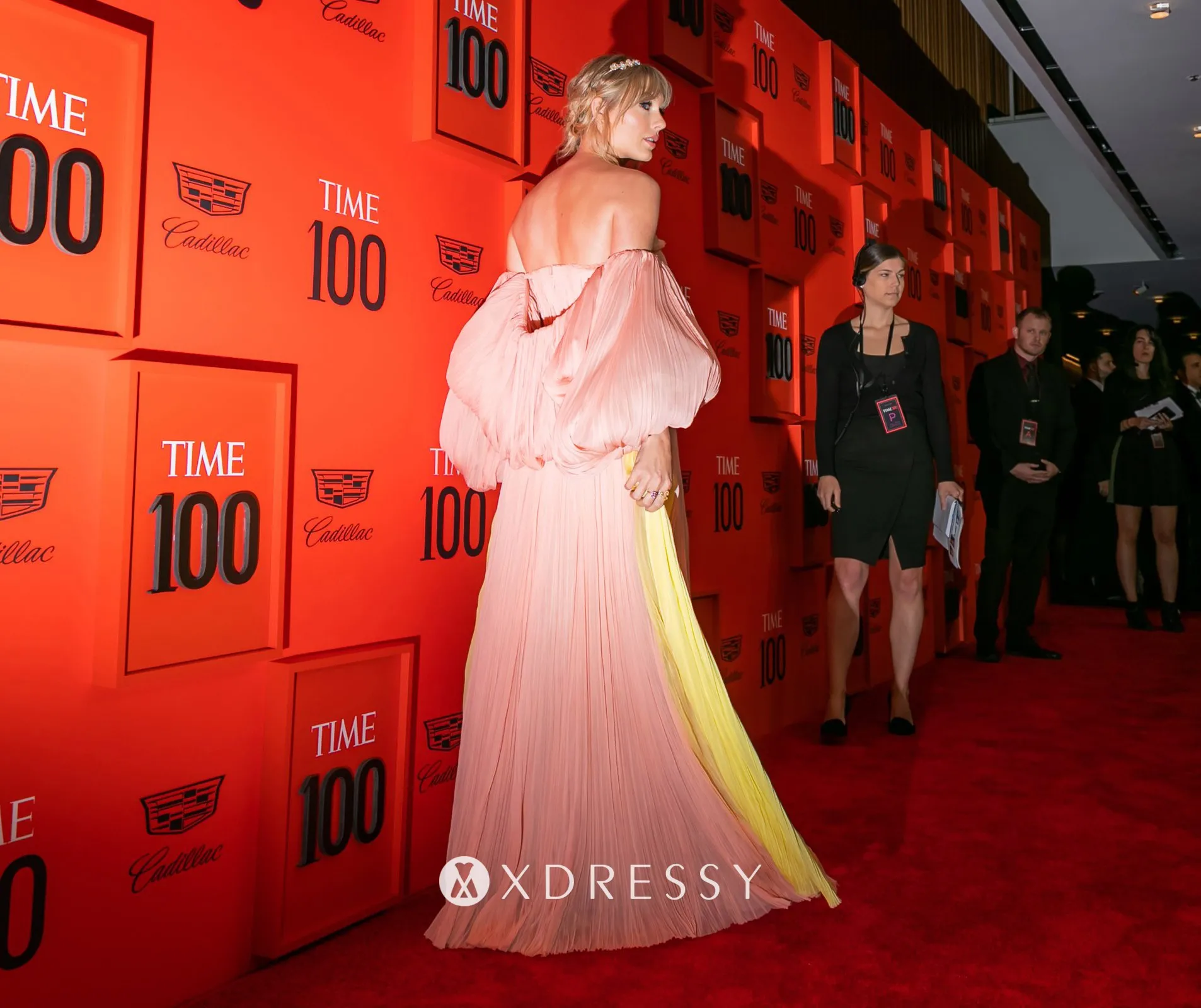 Taylor Swift two tones A line long celebrity cute prom dress with separate puffy sleeves at Time 100 Gala red carpet Taylor Swift two tones A line long celebrity cute prom dress with separate puffy sleeves at Time 100 Gala red carpet