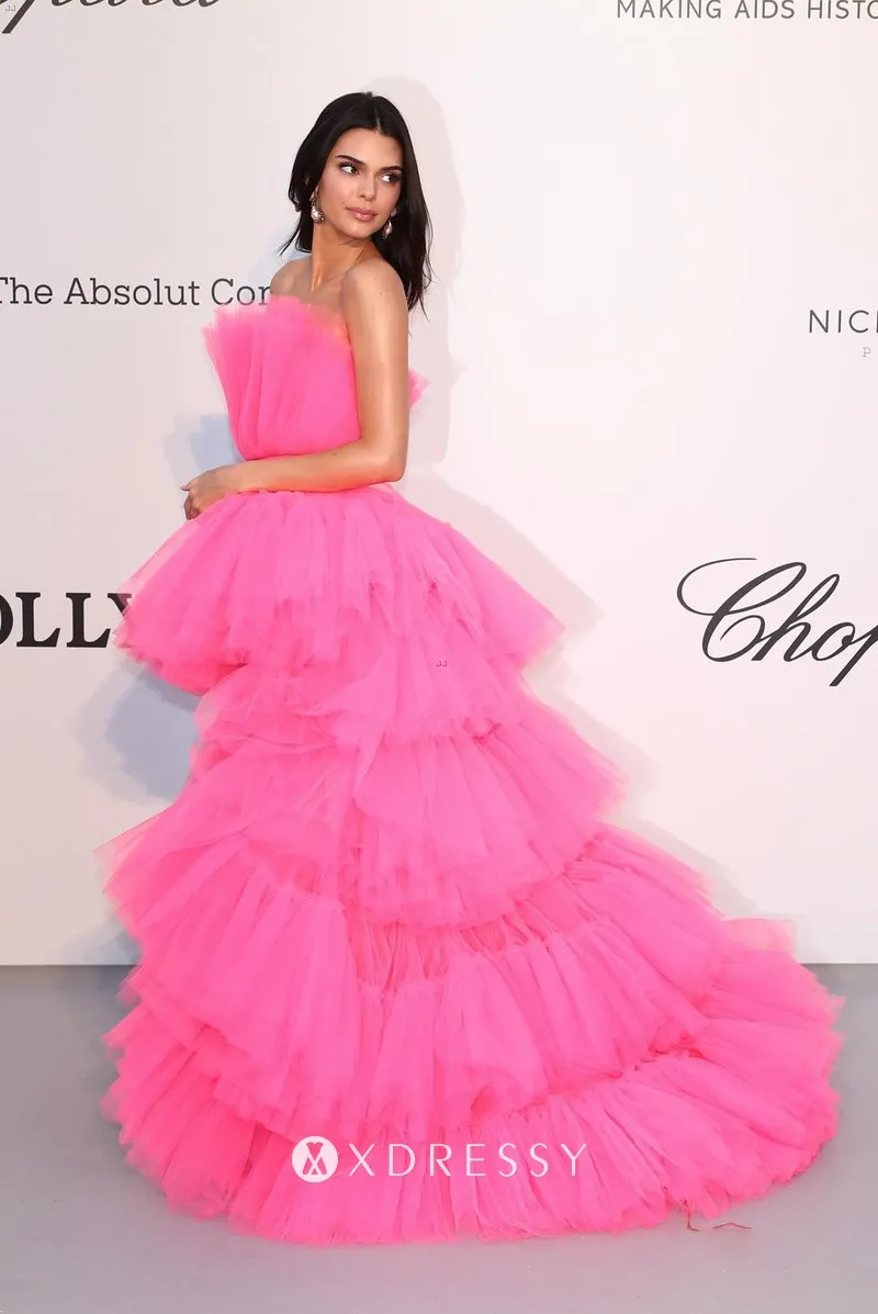 Kendall Jenner pink tulle tiered high low dress for the amfAR Gala 2019 Kendall Jenner pink tulle tiered high low dress for the amfAR Gala 2019