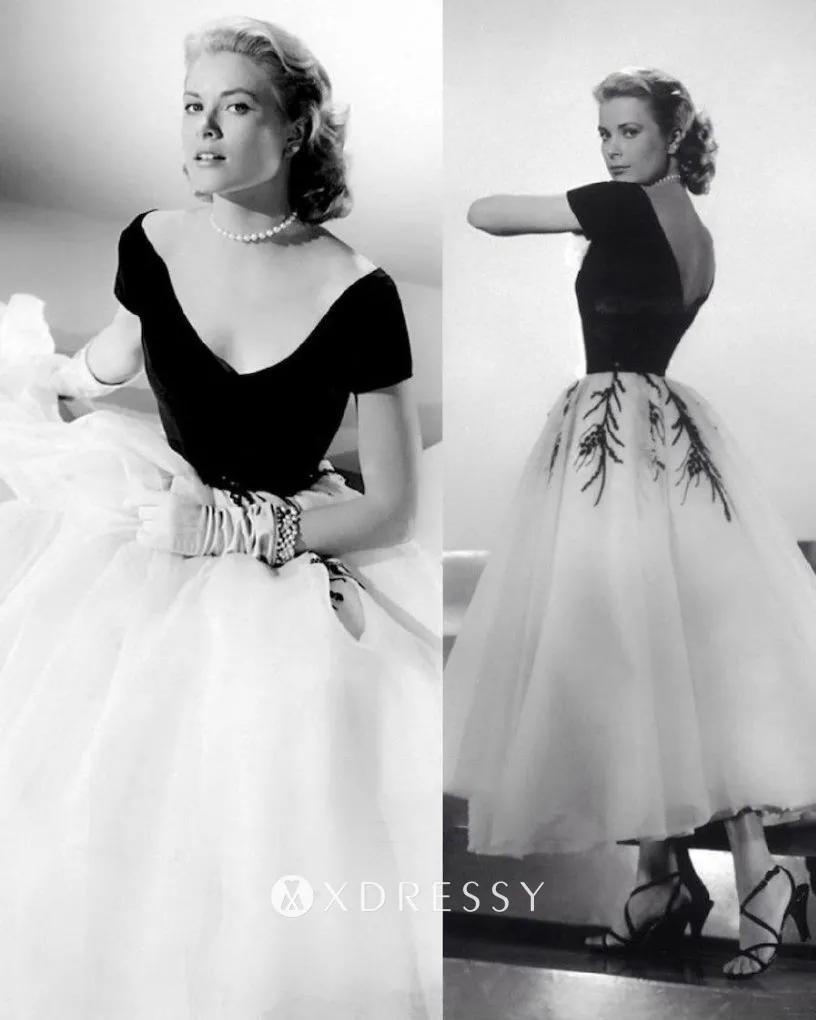 1950s Grace Kelly Black and White Tea 