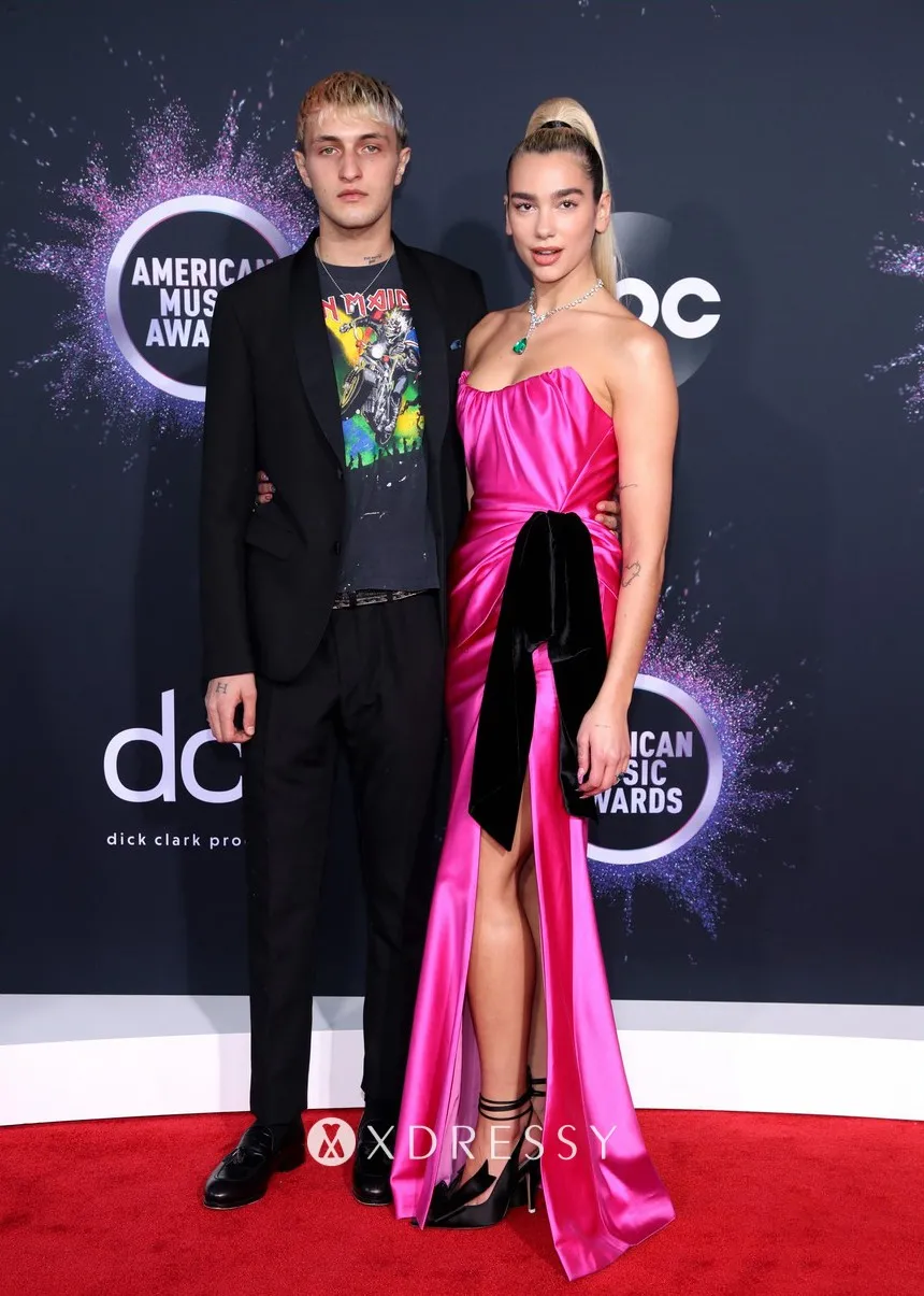 Dua Lipa hot pink column red carpet dress Dua Lipa hot pink column red carpet dress