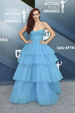 Madeline Brewer channeled her inner princess in a strapless blue tulle gown with a tiered skirt at the 2020 SAG Awards