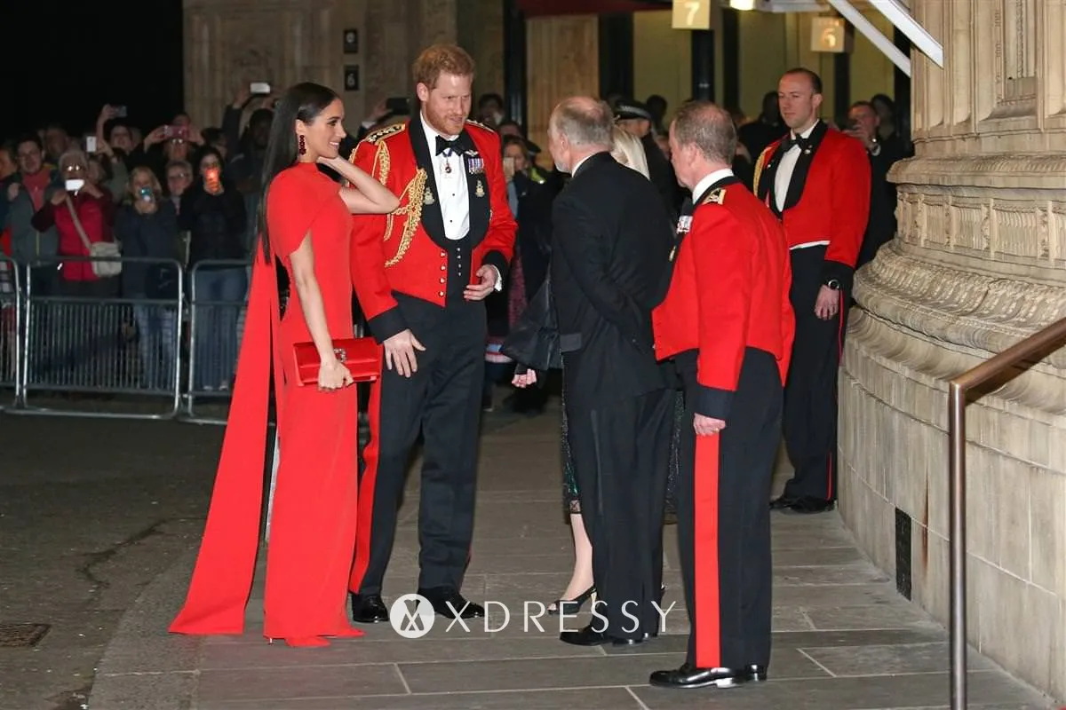 Meghan Markle in a scarlet dress at the Mountbatten Music Festival 2020