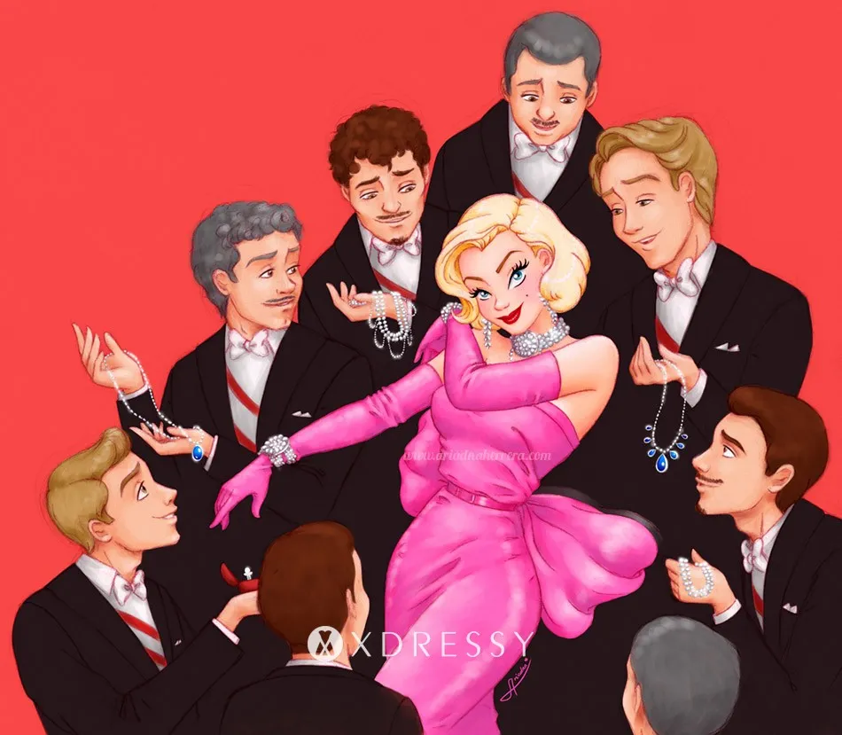 Marilyn Monroe pink dress with big bow in Diamonds Are a Girls Best Friend