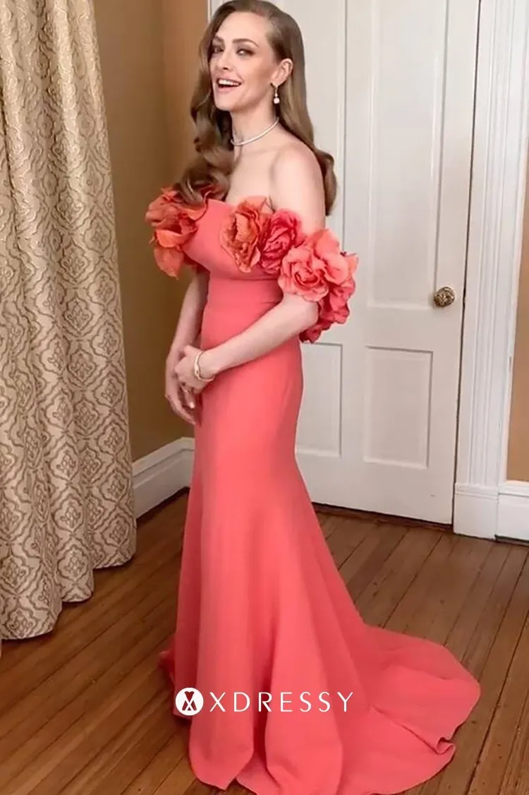 Amanda Seyfried 3D Flower Dress 2021 Golden Globes Xdressy