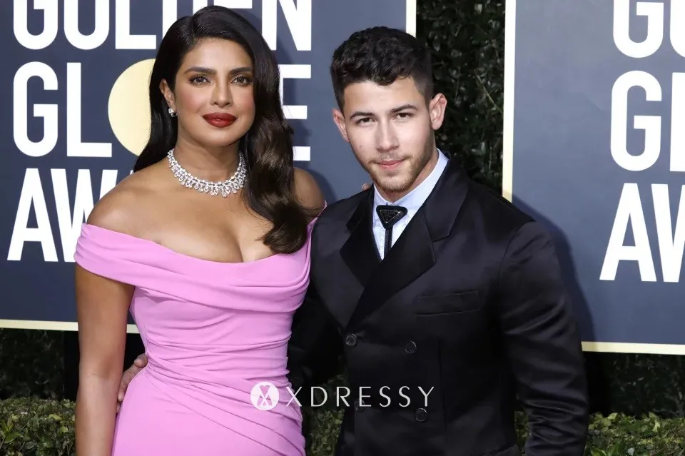 Priyanka Chopra off the shoulder pink celebrity dress Priyanka Chopra off the shoulder pink celebrity dress