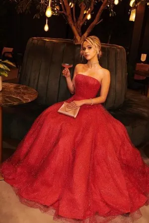 Maria Bakalov red glitter prom gown golden globes 2020