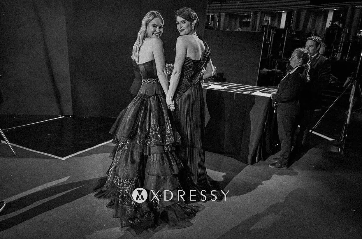 Gemma Arterton 2018 BAFTAs black pleated celebrity formal dress Gemma Arterton 2018 BAFTAs black pleated celebrity formal dress