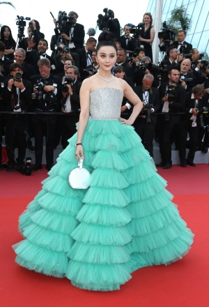 Fan Bingbing mint crystals ball gown at 2018 Cannes Film Festival