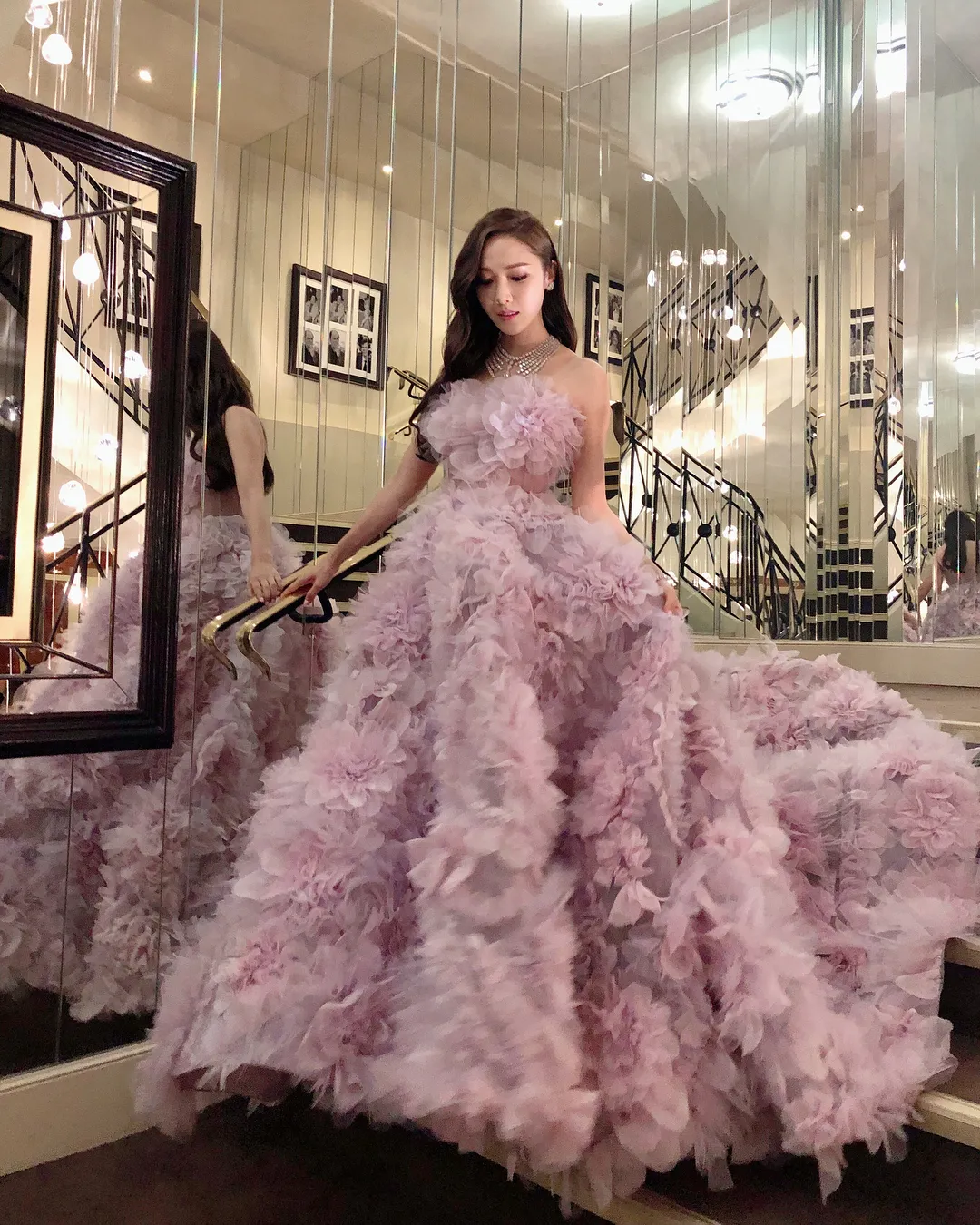 Jessica Jung lilac tulle petals celebrity formal dress