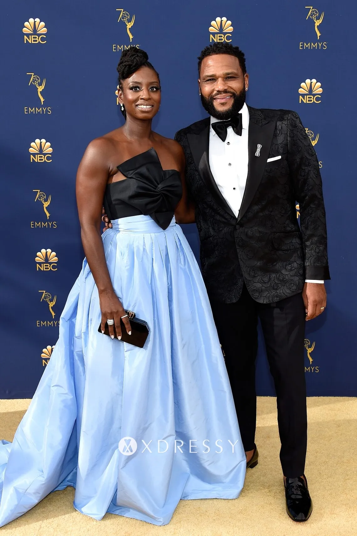 Alvina Stewart 2018 Emmys black and blue ball gown with big bow Alvina Stewart 2018 Emmys black and blue ball gown with big bow