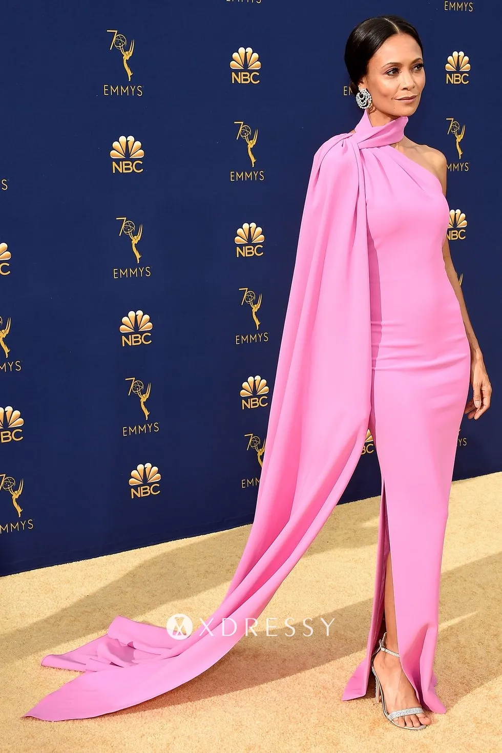candy pink one shoulder draped sheath formal gown candy pink one shoulder draped sheath formal gown