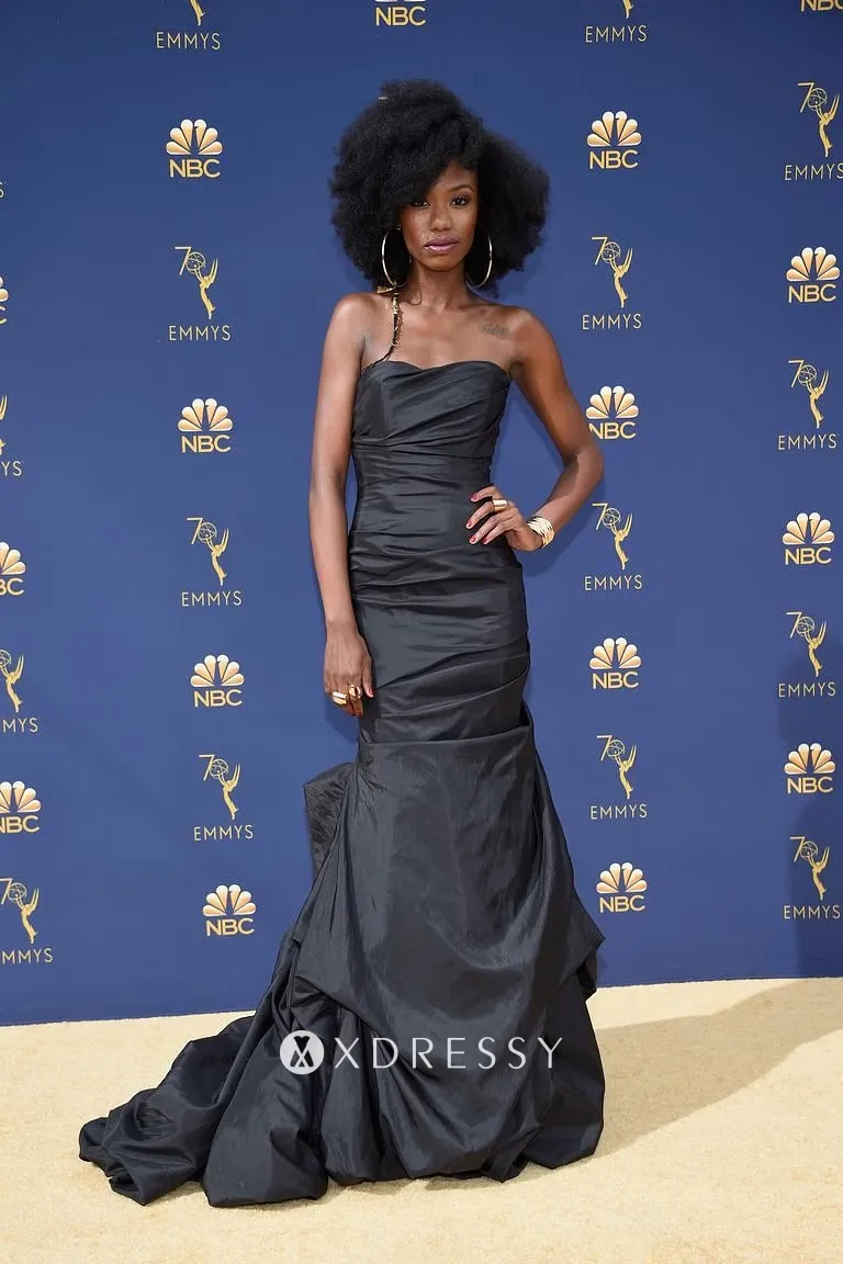 Xosha Roquemore black strapless mermaid formal dress at the 2018 Emmys Xosha Roquemore black strapless mermaid formal dress at the 2018 Emmys