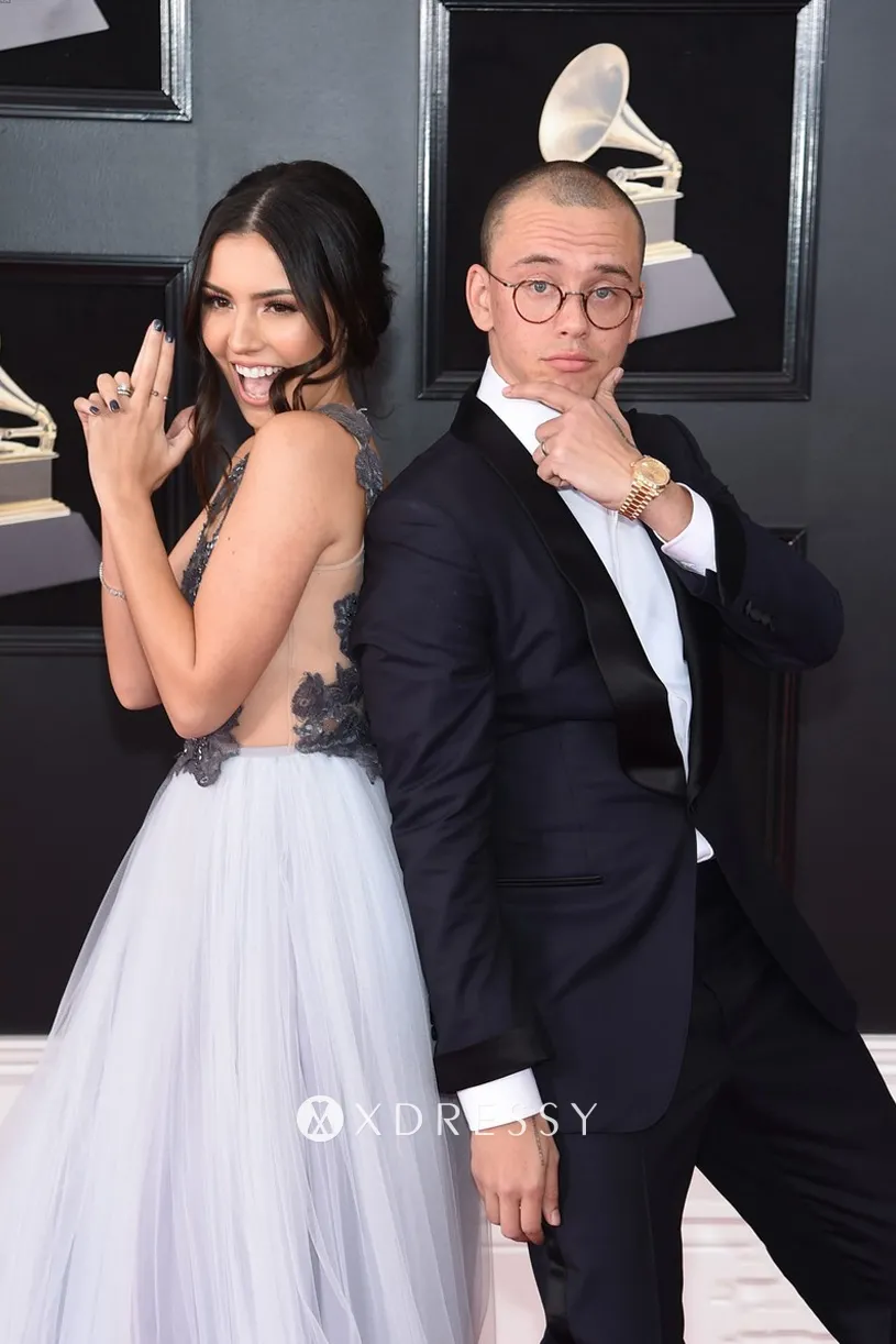 Logic and Jessica Andrea on the 2018 Grammy Awards red carpet