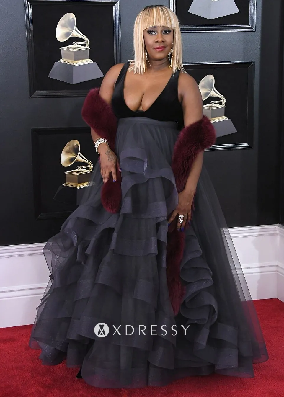 LeAndria sexy gray deep v neck ruffled ball gown prom party dress LeAndria sexy gray deep v neck ruffled ball gown prom party dress