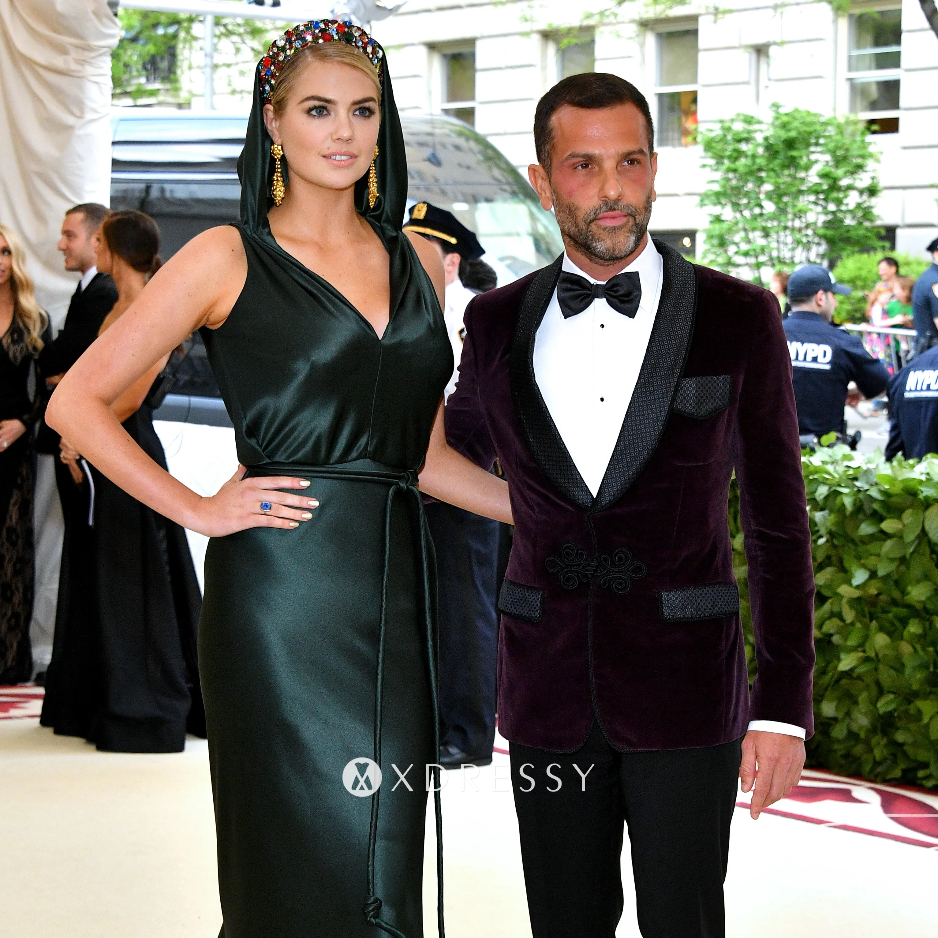 Kate Uptone dark green evening dress on the red carpet