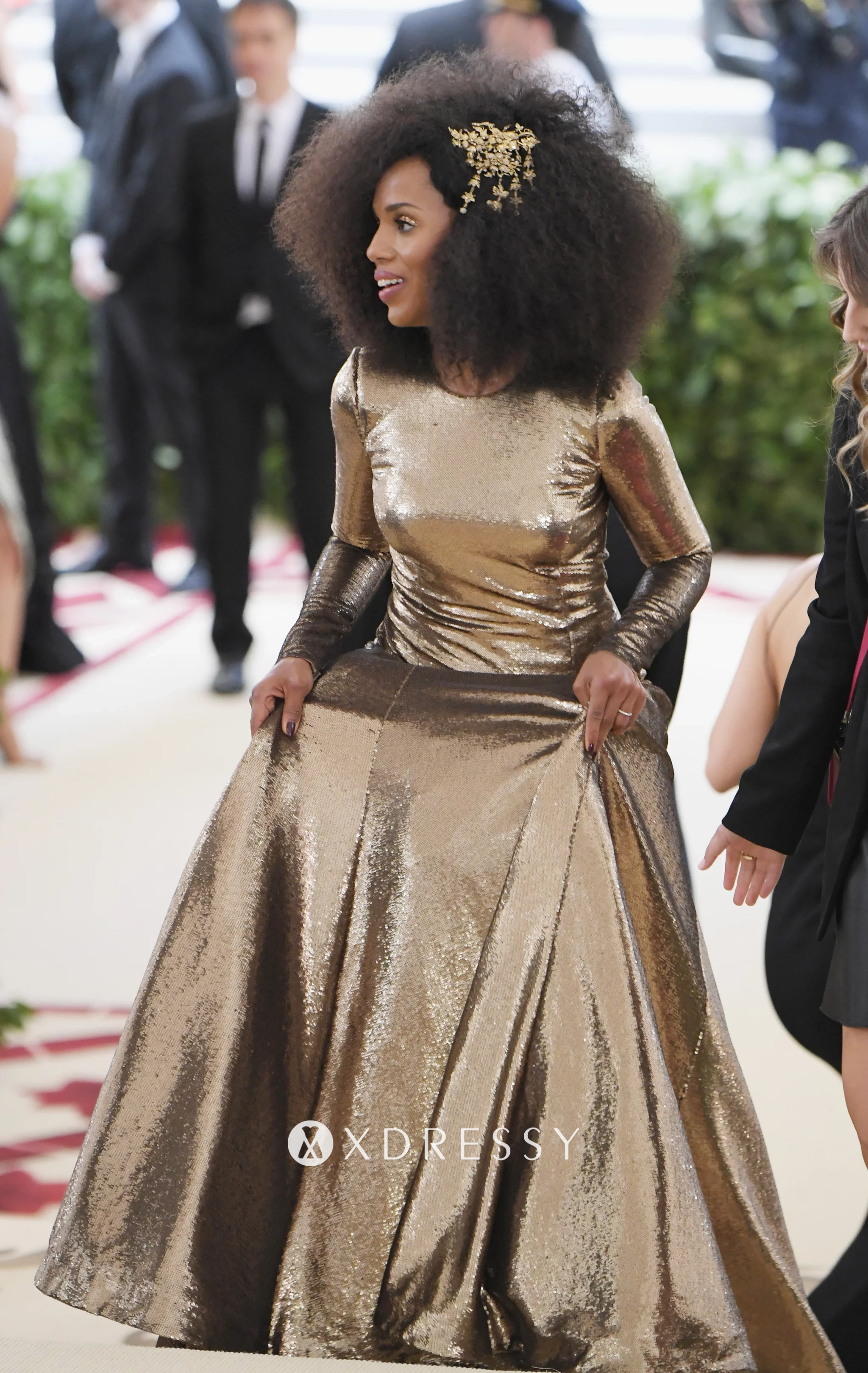 Kerry Washington gold long seeve celebrity dress Kerry Washington gold long seeve celebrity dress