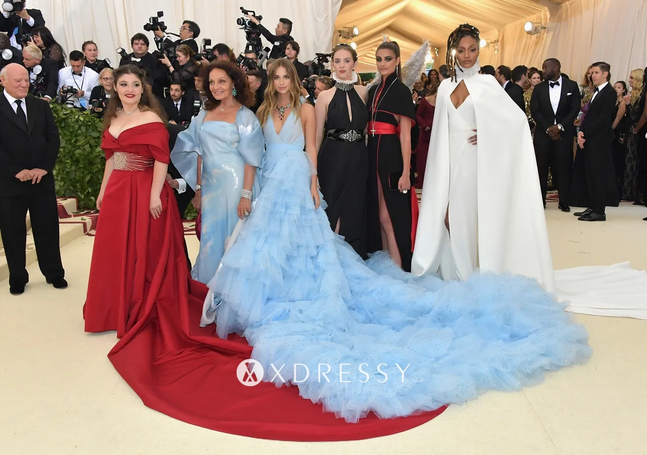 Talita von Furstenberg sky blue tiered long train prom formal gown Talita von Furstenberg sky blue tiered long train prom formal gown