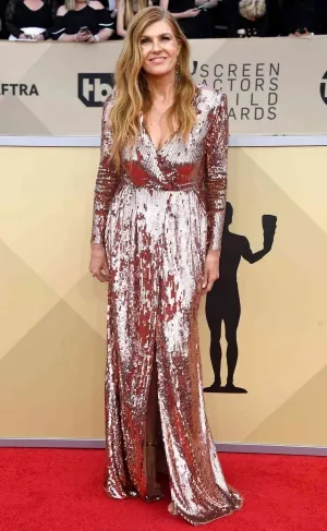 Connie Britton 2018 SAG rose gold sequin formal gown