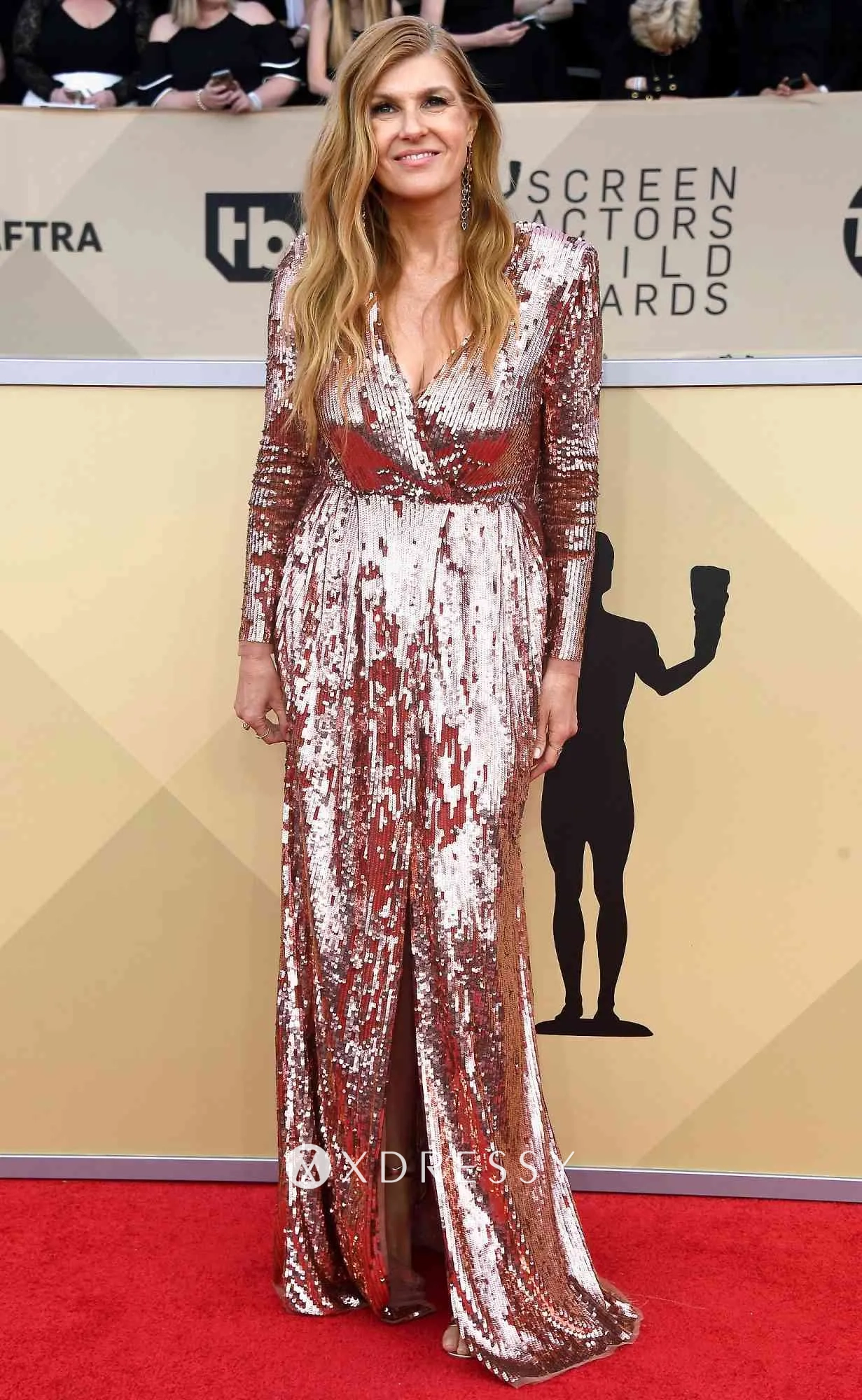 Connie Britton 2018 SAG rose gold sequin formal gown