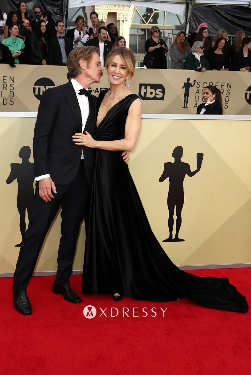 Felicity Huffman black plunging formal gown Felicity Huffman black plunging formal gown