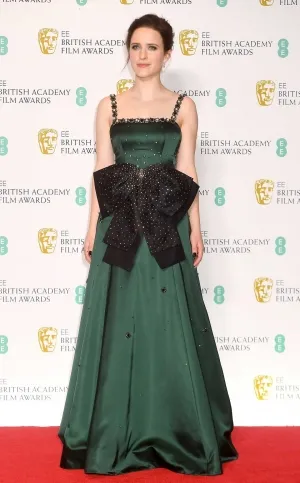 Rachel Brosnahan 2019 BAFTAs dark green big bow dress