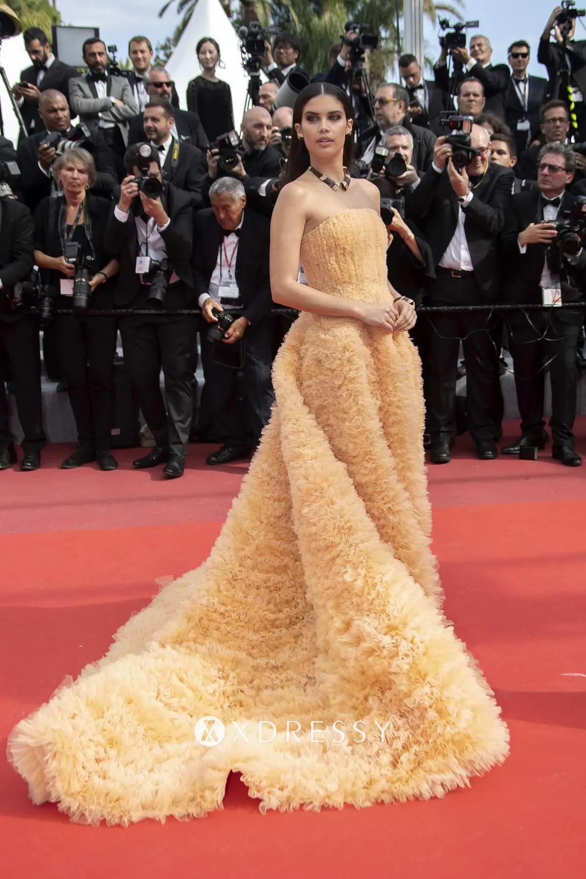 Sara Sampaio tacao ruffled red carpet dress Sara Sampaio tacao ruffled red carpet dress