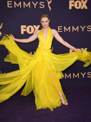 Kathryn Newton candy yellow two piece dress 2019 Emmys