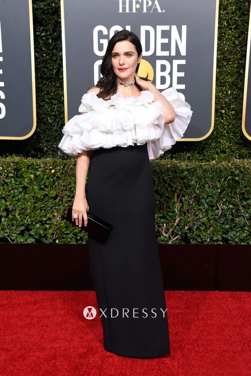 Rachel Weisz black and white ruffled evening dress Rachel Weisz black and white ruffled evening dress
