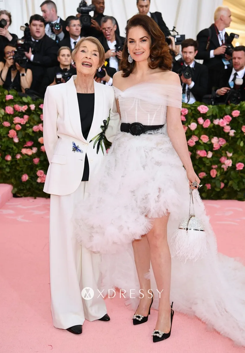 Ruth Wilson white tulle gown with ruffled long train Ruth Wilson white tulle gown with ruffled long train