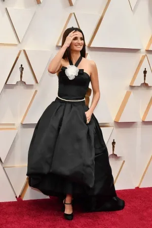 Penelope Cruz black satin halter ball gown 2020 Oscars