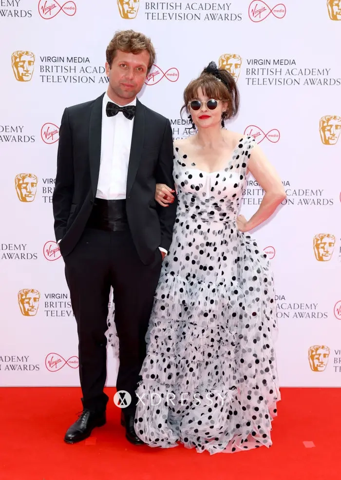 Helena Bonham Carter black and white polka dot dress at 2020 BAFTAs Helena Bonham Carter black and white polka dot dress at 2020 BAFTAs