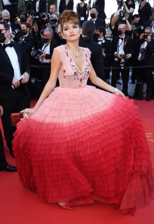 Blanca Blanco ombre pink tulle tiered dress 2021 Cannes