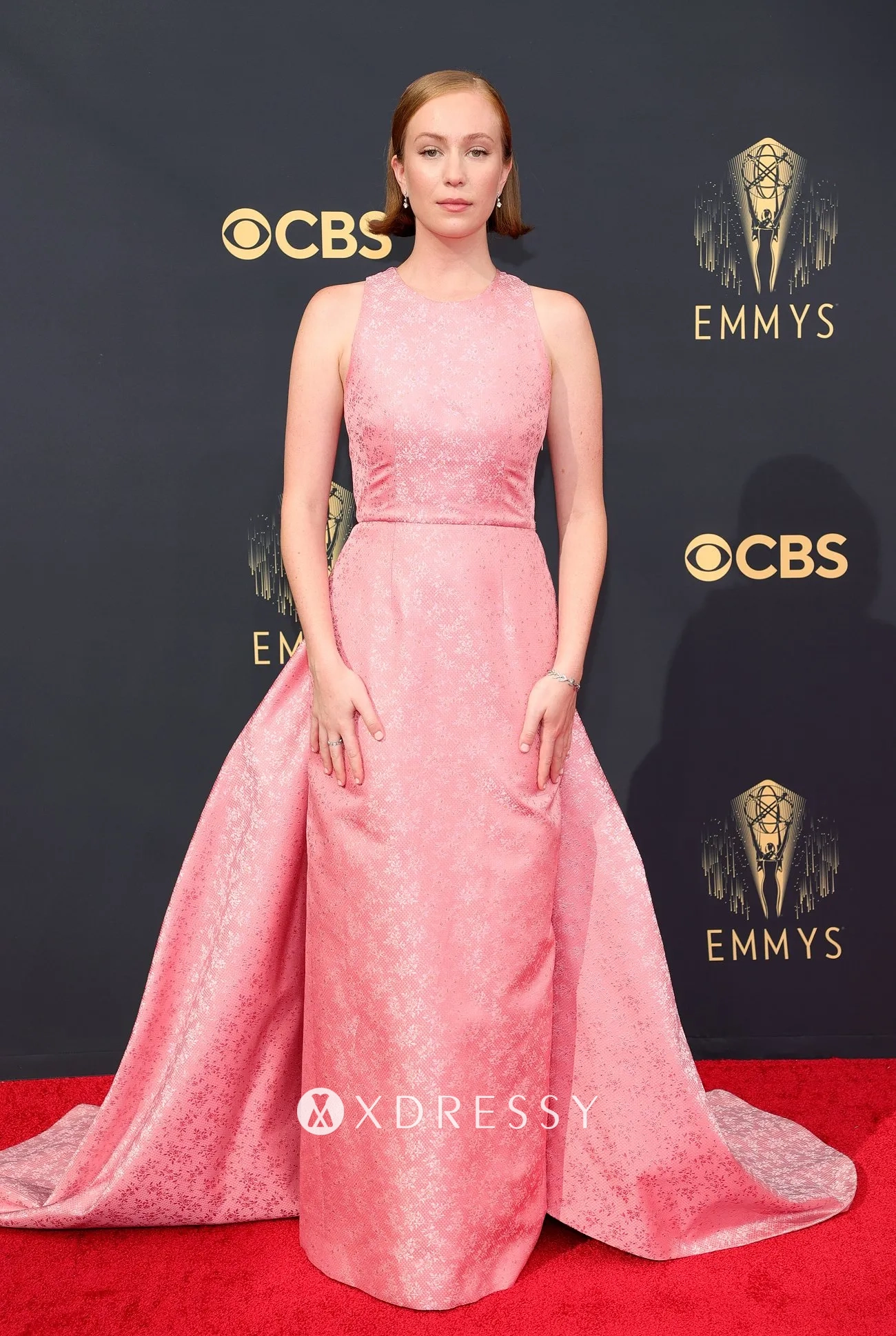 Hannah Einbinder pink jacquard evening dress 2021 Emmys Hannah Einbinder pink jacquard evening dress 2021 Emmys