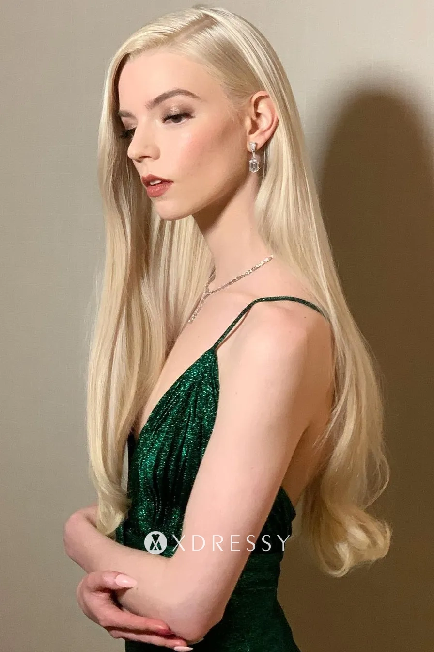Anya Taylor Joy shimmering emerald green dress Anya Taylor Joy shimmering emerald green dress