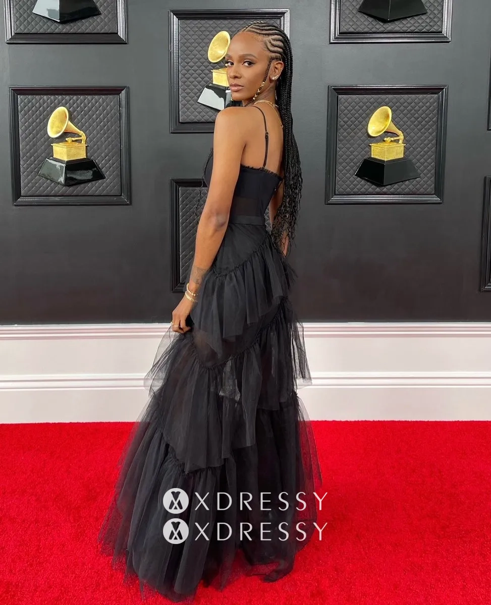 Tiara Thomas black layered tulle prom dress Tiara Thomas black layered tulle prom dress