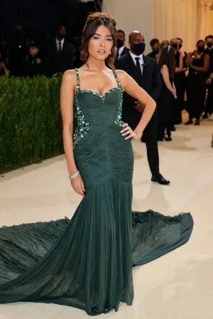 Madison Beer dark green chiffon dress 2021 Met Gala