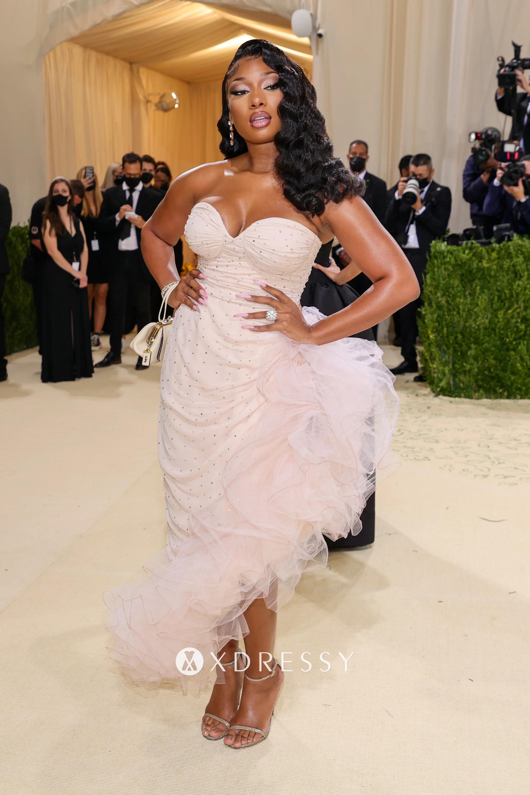 Megan Thee Stallion high low ruffled gown 2021 Met Gala Megan Thee Stallion high low ruffled gown 2021 Met Gala