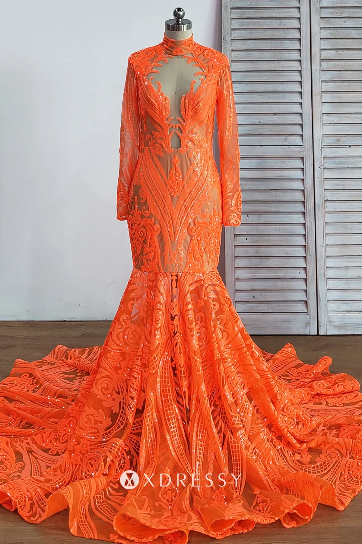 orange high neck african american sequin prom dress orange high neck african american sequin prom dress