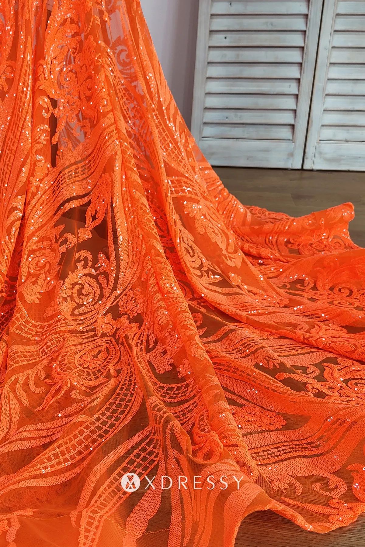 orange sequin mermaid prom dress orange sequin mermaid prom dress