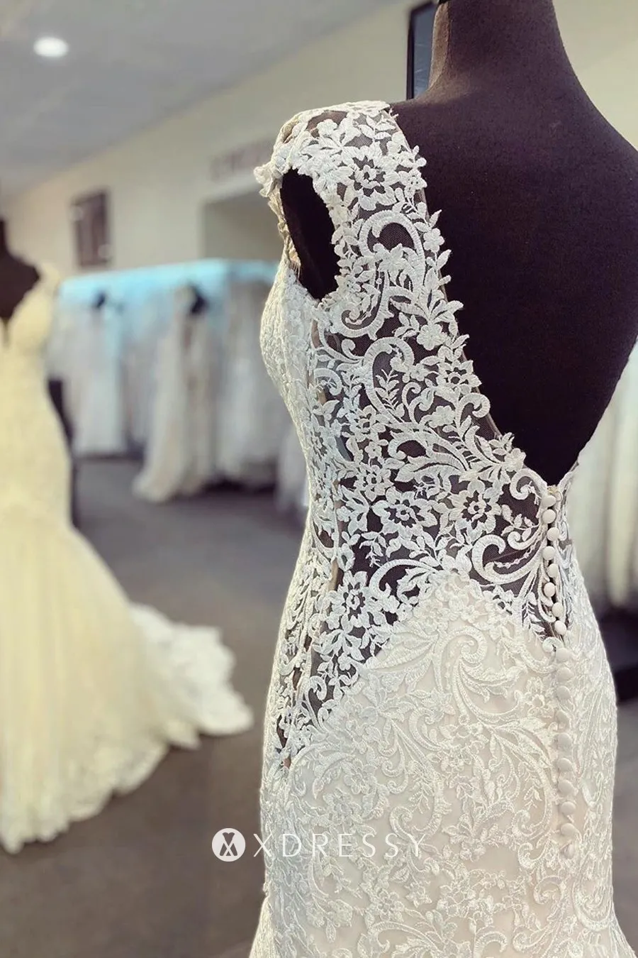 cap sleeve sheer lace and tulle mermaid wedding gown cap sleeve sheer lace and tulle mermaid wedding gown