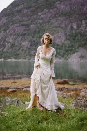 lace organza long sleeve destination fall bridal gown