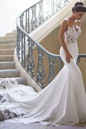 sexy sweetheart neck illusion lace trumpet wedding gown