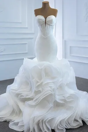 exclusive ruffled organza corset mermaid wedding dress