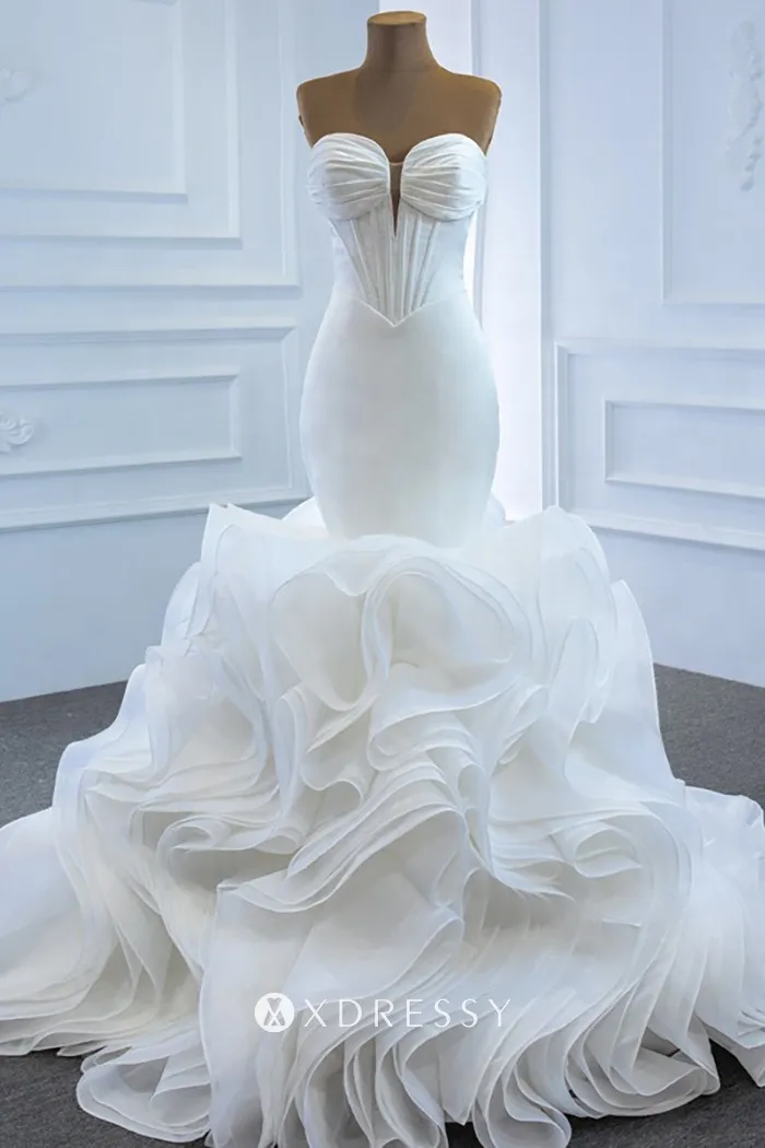 exclusive ruffled organza corset mermaid wedding dress
