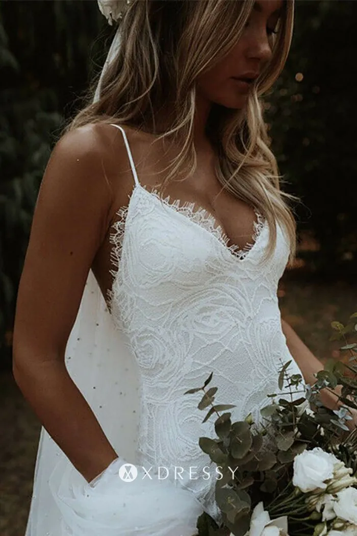 elegant spaghetti strap v neck ivory lace bohemian wedding dress elegant spaghetti strap v neck ivory lace bohemian wedding dress