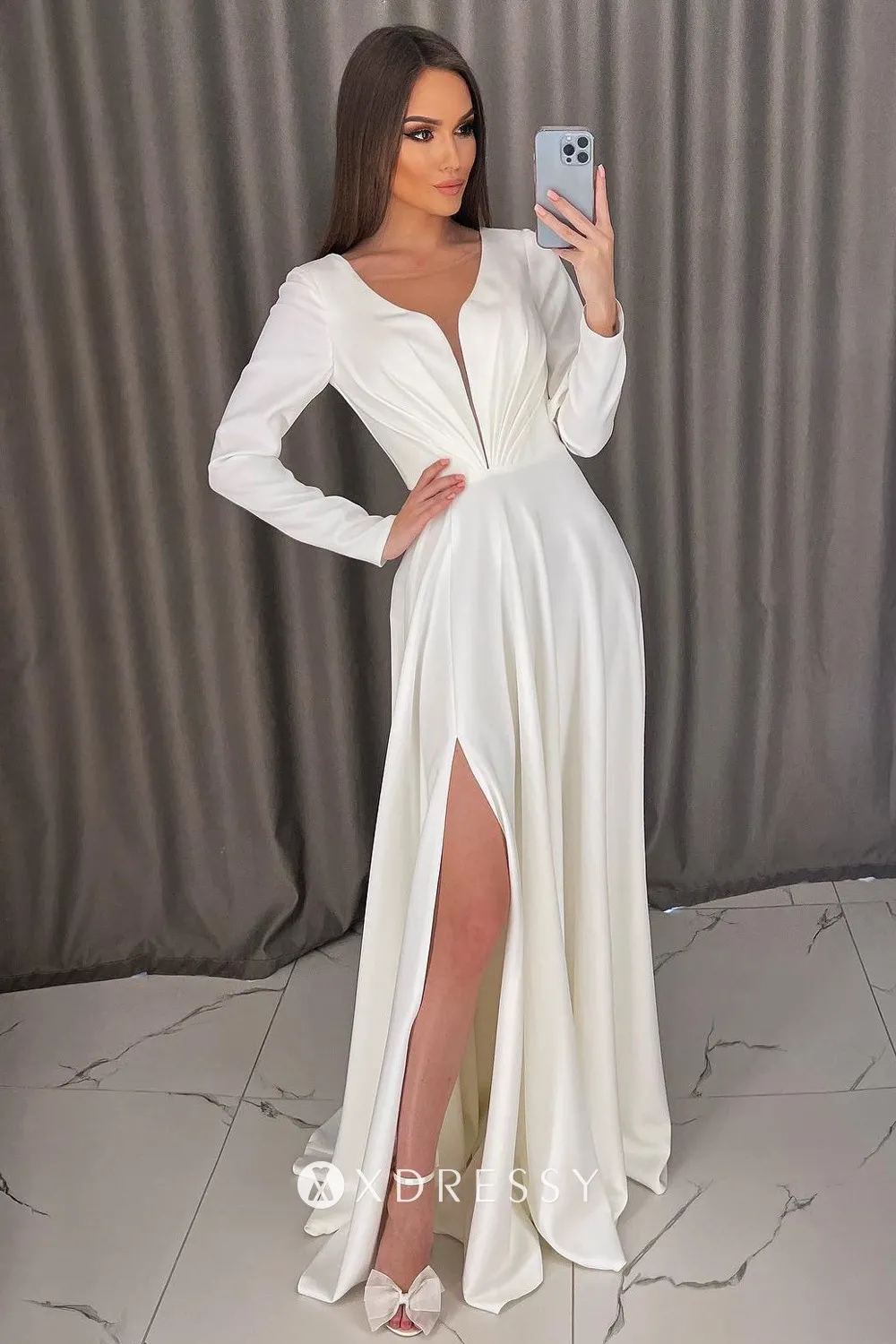 Slit Reception Dress - Xdressy