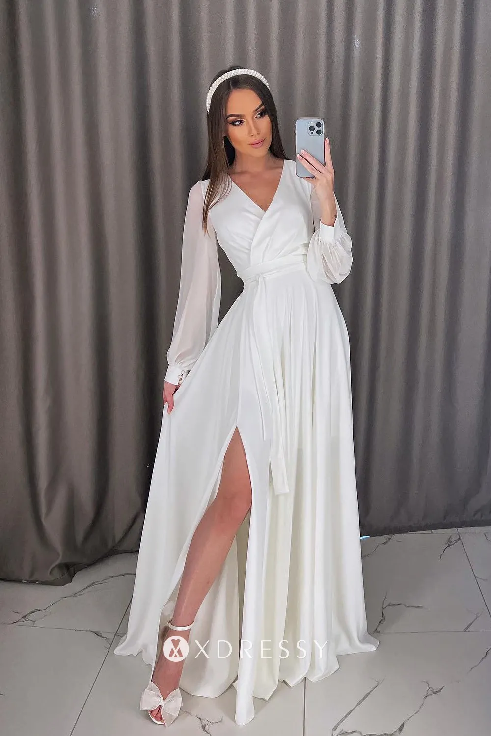 High Slit Bridal Shower Dress - Xdressy