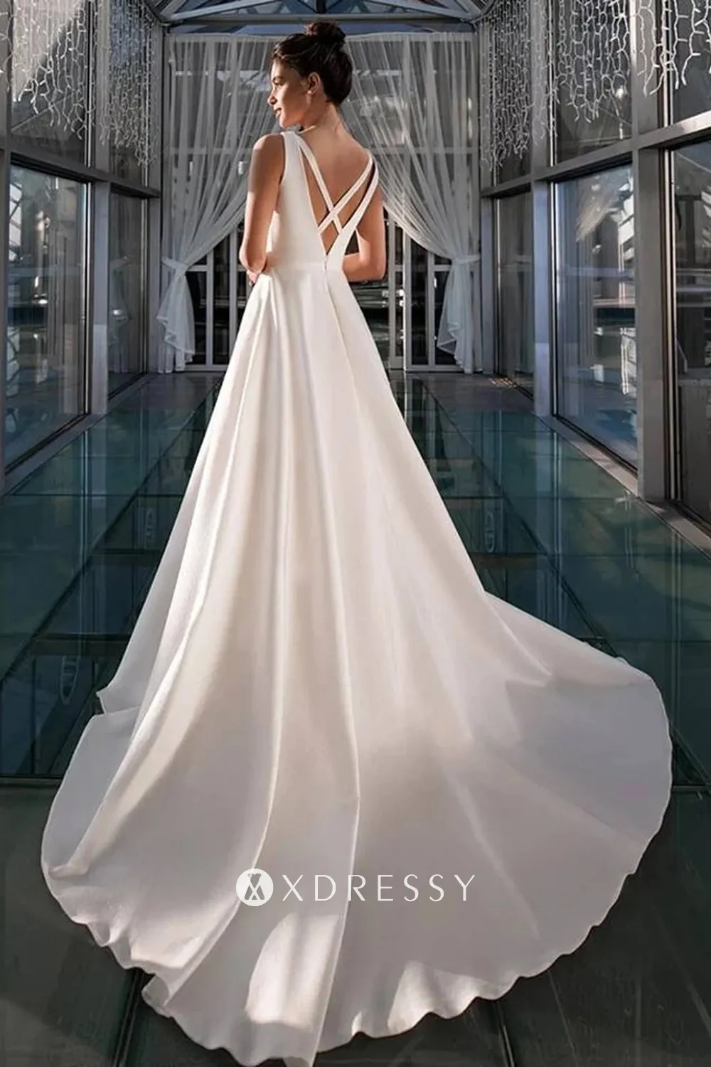 ivory satin wedding dress with chapel train ivory satin wedding dress with chapel train