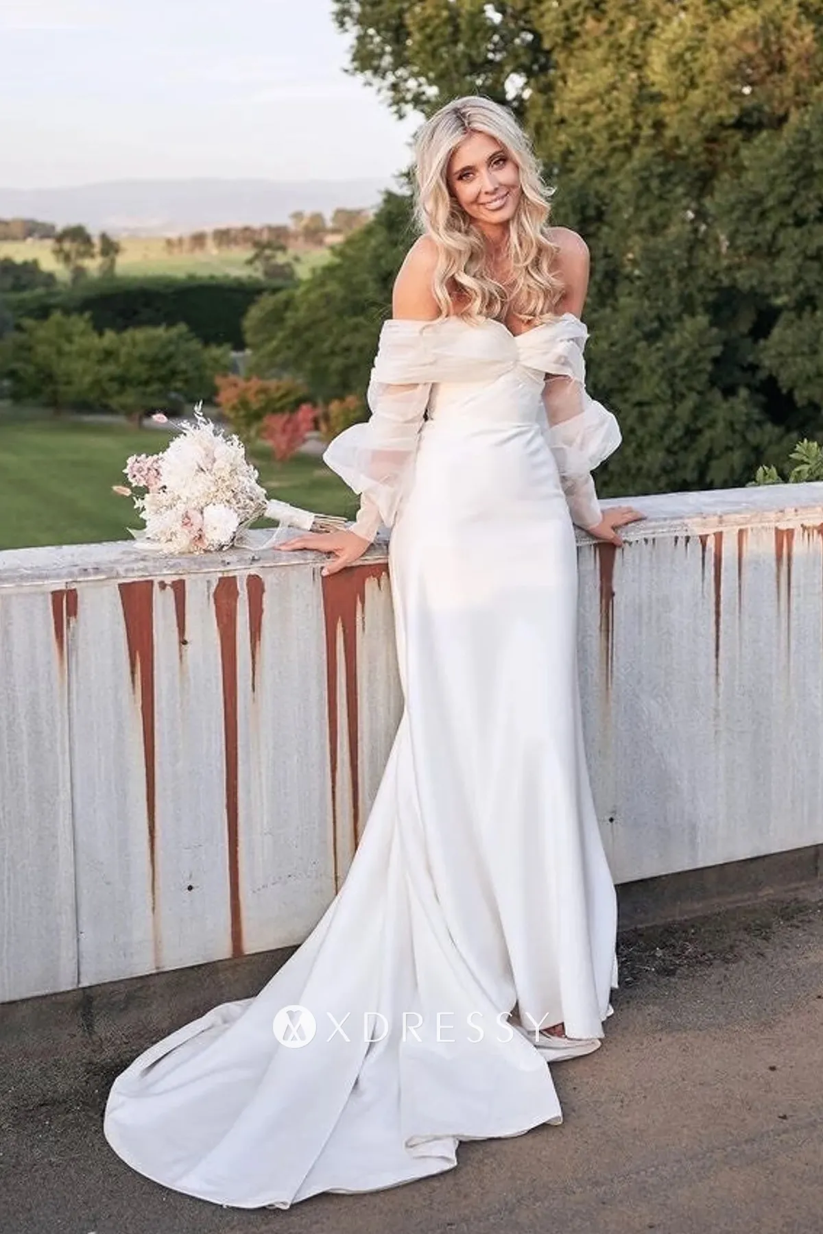 off the shoulder puff sleeve simple boho bridal dress off the shoulder puff sleeve simple boho bridal dress
